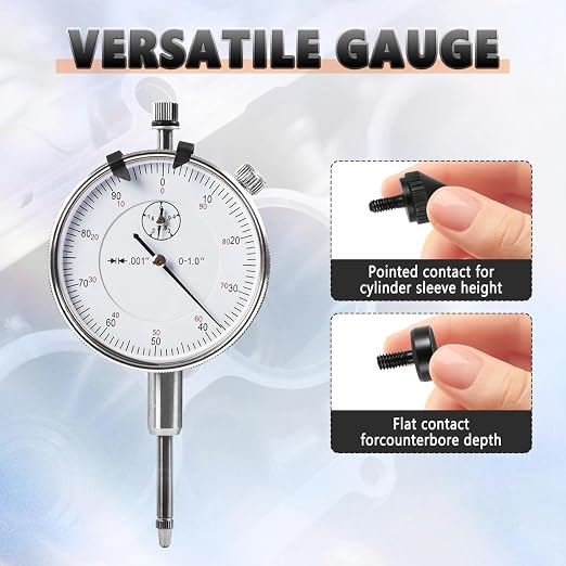 6434 Sleeve Height and Counter Bore Gauge Compatible with All Diesel Engines, Cylinder Bore Gauge Range: 0-1.00", Graduation: 0.001", Reading: 0-100, Quickly and Accurately Measure
