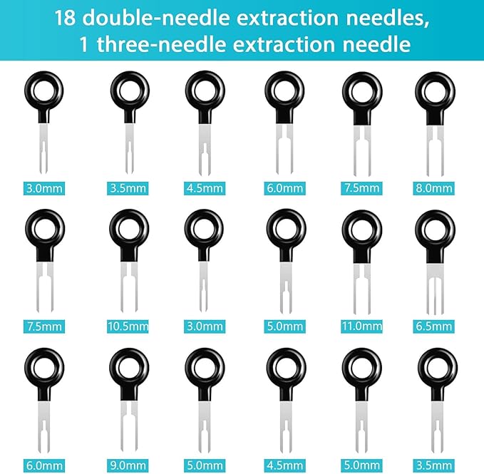 Kikerike Terminal Removal Tool Kit 45 Pcs Depinning Tool Electrical Connector Pin Removal Tool Kit Pin Extractor Tool Set Wire Terminal Release Tool for Automotive Car Household Devices
