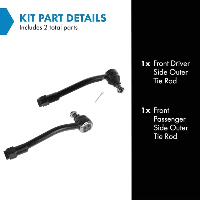 TRQ Outer Driver and Passenger Side Tie Rod Set 2 Piece Compatible with 2006-2012 Kia Sedona 2014 Kia Sedona 2007-2008 Hyundai Entourage