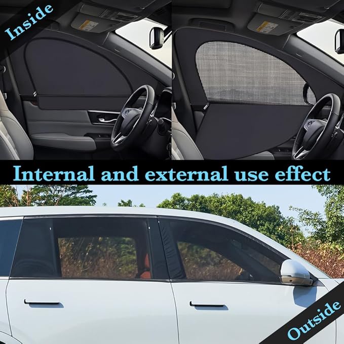 Custom-Fit Car Ranger2019-2025 Side Window Sunshade, Rear Baby Car Sunshade, Double-Layer Mesh & Oxford Cloth with Zipper, Privacy Cover/Insect Screen for Camping, UV Protection, Easy Installation