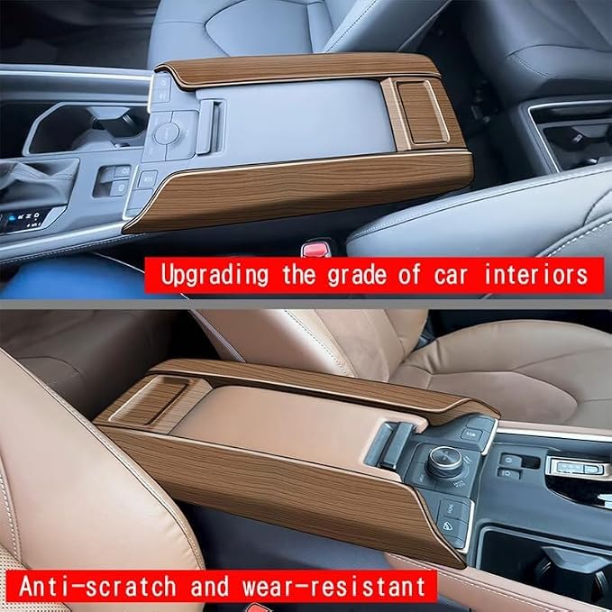 Armrest Box Panel Cover Interior Modifications Compatible with Toyota Grand Highlander 2024 2025 2026 Fit for 2024-2026 Grand Highlander ABS Accessories(Wood Grain)