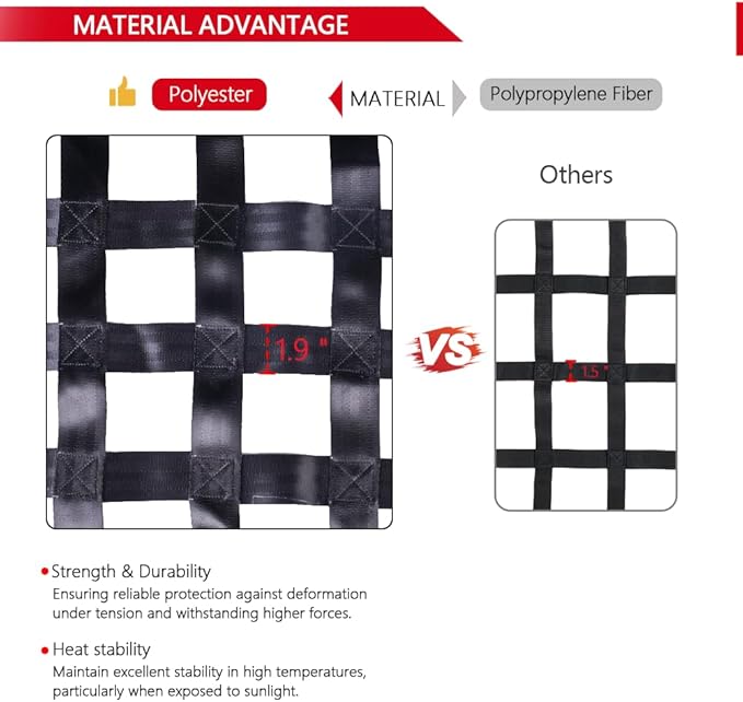 Surmountway Heavy Duty Cargo Net - 66" x 50", 1100LBS Capacity, Adjustable Cam Buckles & S-Hooks, Fits Pickup Truck & Trailer Beds