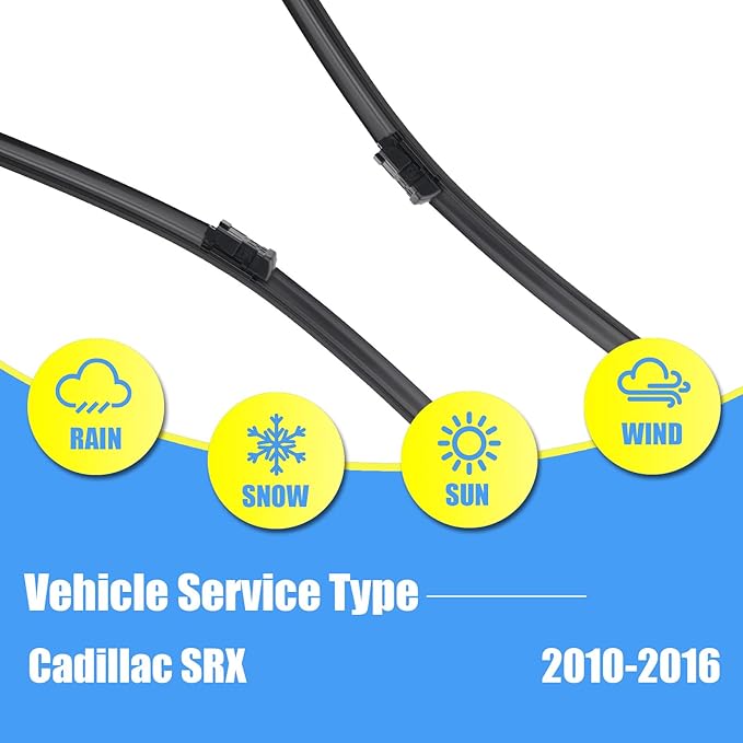 Gavimnal® 26"+17"+12" Silicone Wiper Blades Replacement For Cadillac SRX 2010-2016,All-Season Front Rear Windshield Wiper Blades(Set of 3)
