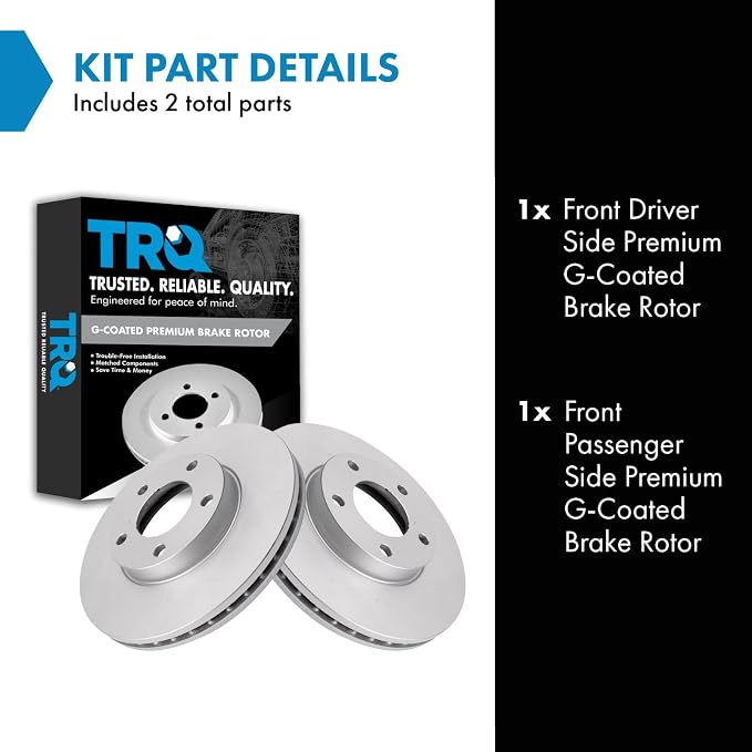 TRQ Front Brake Rotor Set G Coated Vented Compatible with 2004-2013 Mazda 3