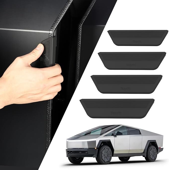 Tesla Cybertruck Accessories Bundle: Behind Hidden Screen Storage Tray (2023-2025), Fingerprint-Resistant Door Handle Set [4pcs], and Door Edge Protectors – Non-Slip Organizer, Anti-Collision Guards,