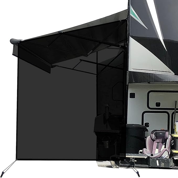 leaveshade RV Awning Side Sun Shade Screen (9'X7') Mesh Screen Shade for Camper Awning Sunshade Motorhome Trailer Awning Sunscreen Shadescreen Netting UV Blocker - 3 Year Warranty (Black)
