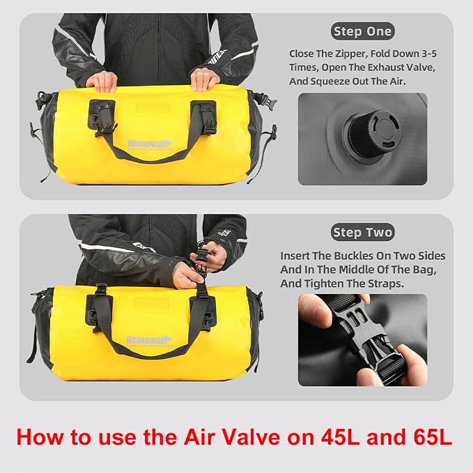 Rhinowalk Motorcycle Saddle Bag Motorbike Travel Tail Bag 45L Waterproof Pannier Storage Bag Motor Bike Accessories Powersports Luggage (Black)