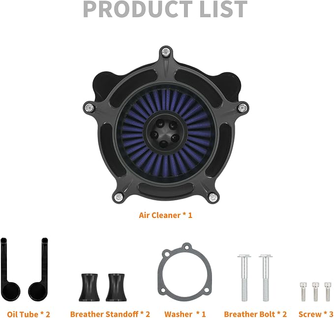 Air Cleaner Filter Aluminum Fit for Harley Touring Road King Street Glide Softail Sportster Dyna (Black Housing Blue Element, B For Touring 00-07,Softail 00-15,Dyna 00-17)