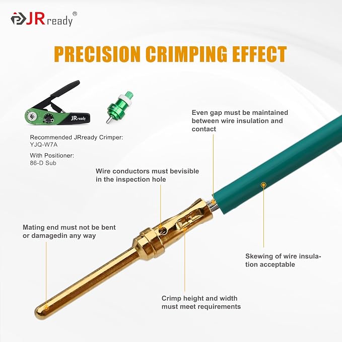 JRready DRK-D SUB++ST6580 D SUB Pins Removal Tool for TE/AMP/Harting Heavy Duty 100Pairs 20# Gold Plated Crimp Terminals 20-24AWG Male Female Standard 205089-1 205090-1 Contact for DB9 Connectors