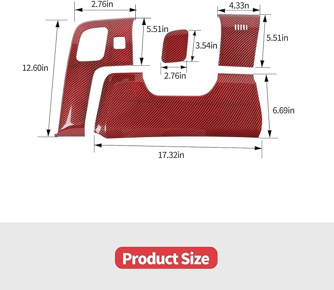 Jimen Compatible with Ford Mustang 2015-2023, 4PCS Center Console Under Panel Cover Trim (Red Carbon Fiber)