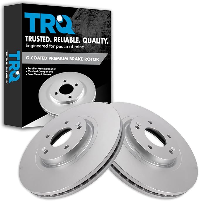 TRQ Front Brake Rotor Set G Coated Vented Compatible with 2015-2021 Kia Sedona
