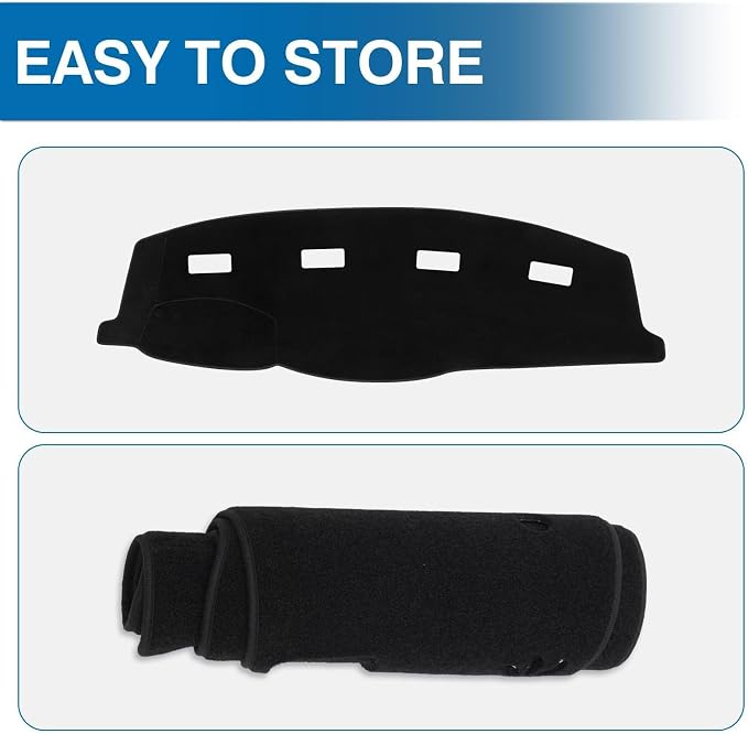 KUST Black Dash Cover for 2006-2008 Dodge Ram 1500 2500 3500/2009 Dodge Ram 2500 3500 4500 5500/2010 Dodge Ram 4500 5500 Polyester Dashboard Cover Non-Slip Interior Accessories for Dodge Ram No Glare