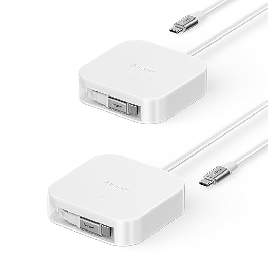 Fasgear 240W USB C to USB C Retractable Cable, 2m/6.6ft Type C 5A PD/PPS Fast Charging Cord with 480Mbps Data Transfer for HP OMEN 10 Slim 14 AI, i-Pad Pro, Galaxy Z Fold7, Hua wei Mate X7 (2 White)