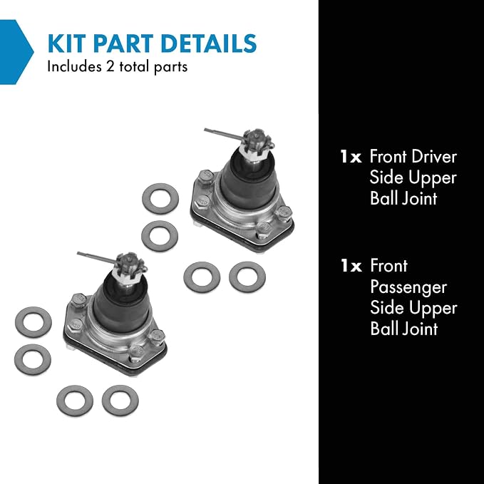 TRQ Front Upper Ball Joint Set Compatible with 71-96 Buick 76-96 Cadillac 70-05 Chevrolet 73-05 GMC 96-00 Isuzu 71-92 Oldsmobile 70-89 Pontiac