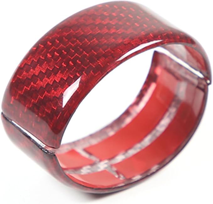Daeiclru Real Carbon Fiber Steering Wheel Circle Cover Sticker Compatible with Chevrolet Corvette C8 Stingray 2020-2025, Steering Wheel Top Center Guide Decorative Accessories (Red)