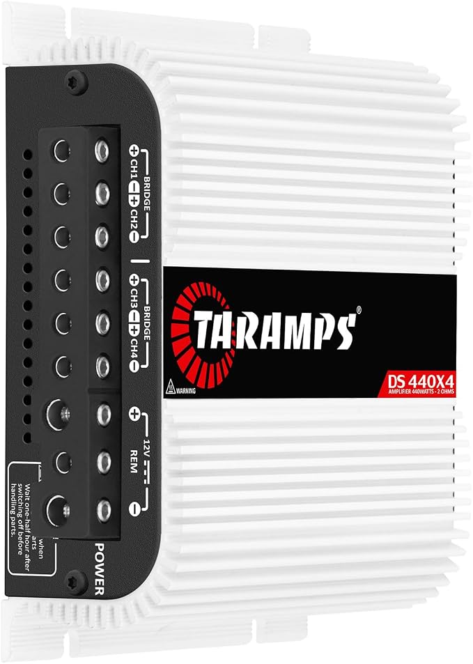 Taramps DS 440x4 2 Ohms Multichannel Amplifier 440 Watts Rms 110x4 Watts Full Range Crossover Fixed Rca/High Level Input 4 Channels Car Audio, Class D