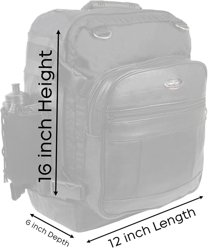 Milwaukee Leather SH54001 Medium Black Leather and Textile Motorcycle Cruiser Sissy Bar Back Pack - Medium