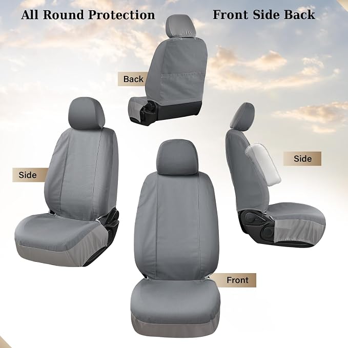 Coverado Seat Covers Custom Fit for Tacoma Double Cab/Crew Cab SR/SR5/TRD Sport/TRD Off-Road/Limited Seat Cushion Protectors 2005-2015 Canvas (Frontpair, Gray)
