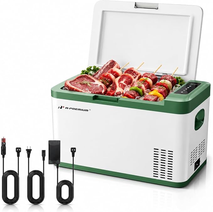 A-Premium 12 Volt Refrigerator 28QT/26.1L Portable Car Fridge Cooler | -4°F~68°F Portable Freezer Fast Cooling with 12/24V DC & 110/240V AC for Camping RV Roadtrips Truck Outdoor and Home Party