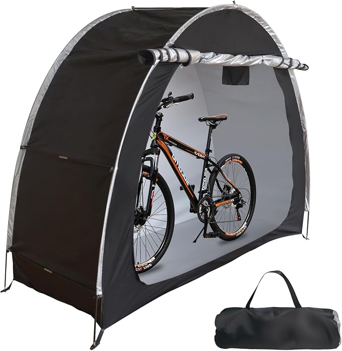 210D Oxford Bike Tent for Outdoor, Waterproof 2 Bikes Storage Shelter Shed, UV Resistant Bicycle Cover for Rain Sun Protection, Easy Setup for Garden for Bike,Motorcycle Shelter (78.7x33.5x65inch)