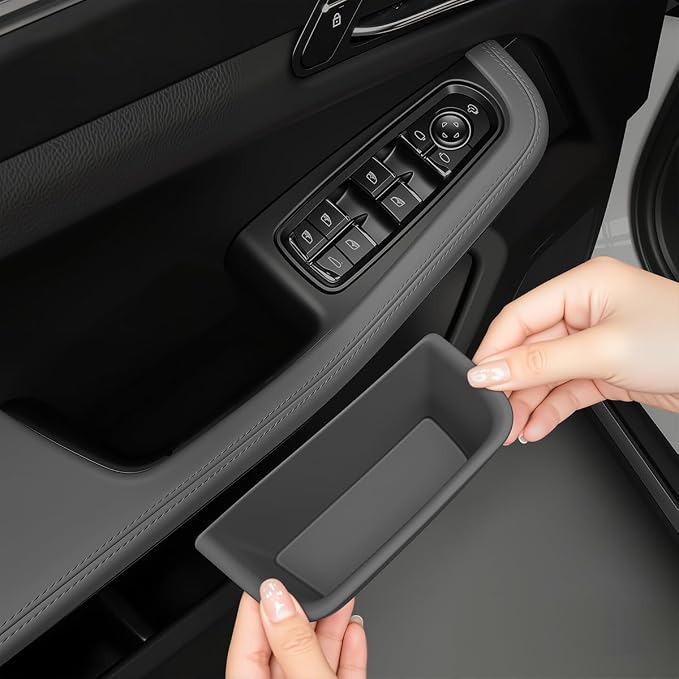 4PCS Car Door Side Organizer Tray for Porsche Macan Accessories 2014-2026, Front Rear Door Side Insert Storage Box for Phone, Keys, Cards, Car Accessories Interior (Red for Ma-can 2014-2026)