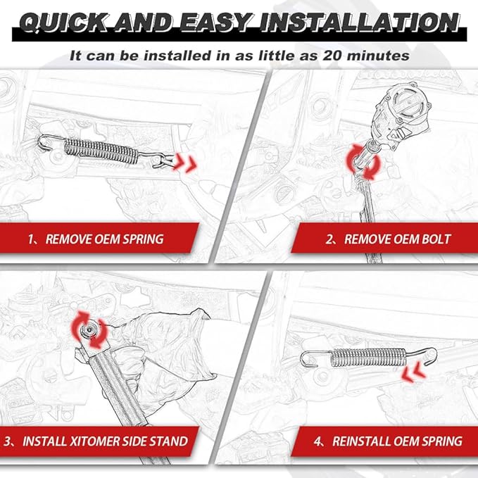 xitomer 0-3" Adjustable Kickstand Fit for YZF-R7 2022 2023 2024 2025 2026 Motorcycle Adjustable Side Stand Fit for YZF R7 Foot Side Support