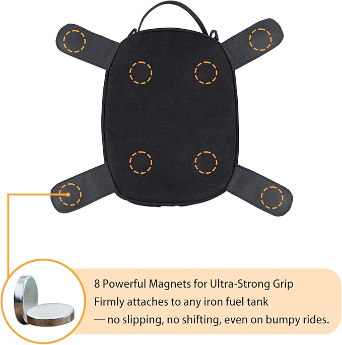 Magnetic Tank Bag 5.5L/1.5GAL Storage Capacity, Nylon and PP Material Waterproof Universal for Motorcycles - For Steel Tanks Only