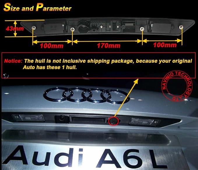 Trunk Handle Vehicle-Specific Camera Handle Rear View Camera Parking Reverse for A3 A4 A6L A8L A8 Q7 A4 B6 C6 B7 8P 8E 8H Q5 Q7 (Model LS8001B=220 mm) (Model LS8001=200 mm)