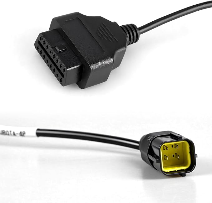 OBD2 Adapter Cable Compatible with Kubota Vehicles, 4 Pin to 16 Pin OBD1 to OBD2 Diagnostic Connector, Works with OBDII Scan Tools & Code Readers, Replace 3824-26