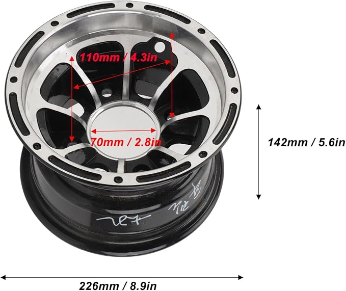 ATV Wheels Rim, 8 Inch ATV Wheel Rim, High Strength ATV Aluminum Alloy Wheel Rim for Most Quad Bike Go Kart Golfs Cart (Front Wheel)