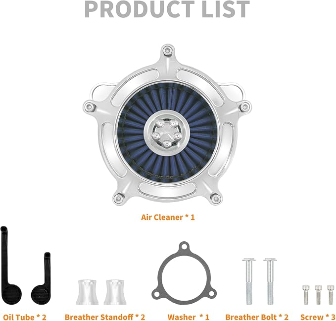 Air Cleaner Filter Aluminum Fit for Harley Touring Road King Street Glide Softail (Chrome Housing Blue Element, D For M8 Touring 17-23 Trike 17-25 Softail 18-24)