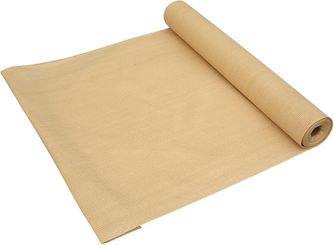Shatex 90% Sun Shade Fabric, 6x26ft Sun-Block Net Mesh Shade with Clips for Pergola Cover Porch Vertical Screen, Beige