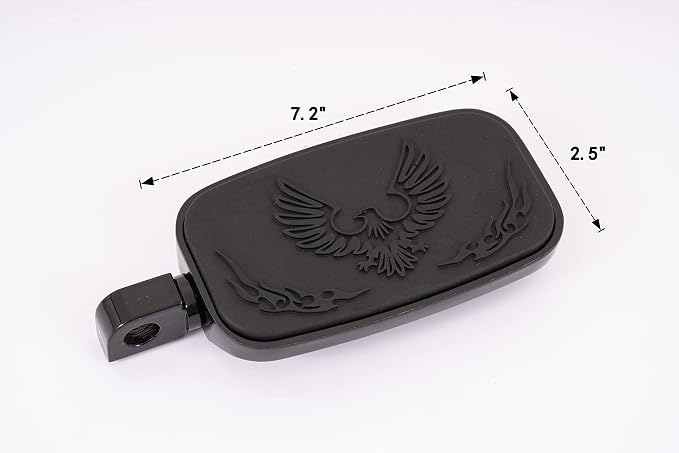 Kinglemc Front Rider Rear Passenger Position Floorboards Footboard Footpeg for Harley Dyna Touring Softail Sportster 883 1200 (Eagle 7.2 * 2.5", Black)