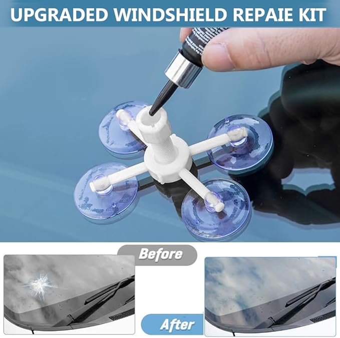 Windshield Repair Kit, Windshield Crack Repair Kit,2 Pcs Car Glass Repair Kit Quick Fix for Chips & Cracks, Windshield Chip Repair Kit, Automotive Nano Fluid (Zaffre)