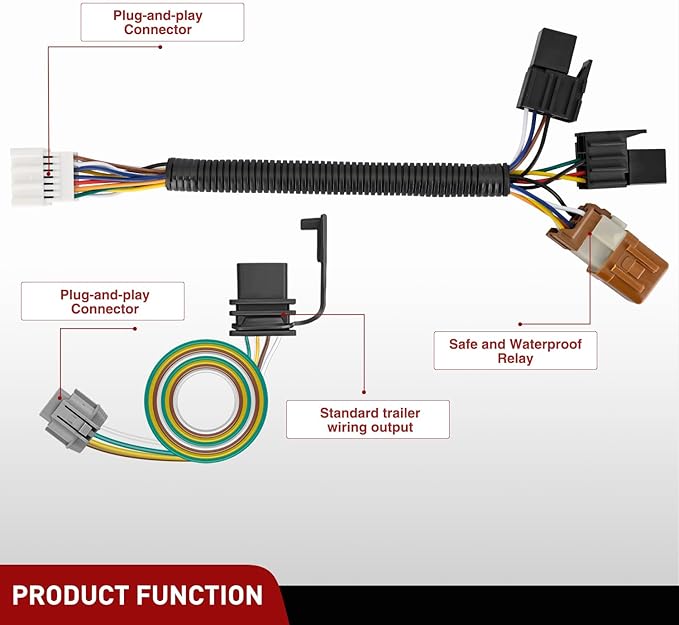 Nilight 4 Pin Trailer Wiring Harness Kit 56225 Custom for 2005-2025 Nissan Frontier 2005 2006 2007 2008 2009 2010 2012 2013 2014 2015 Xterra 2005-2012 Pathfinder 2009-2012 Suzuki Equator
