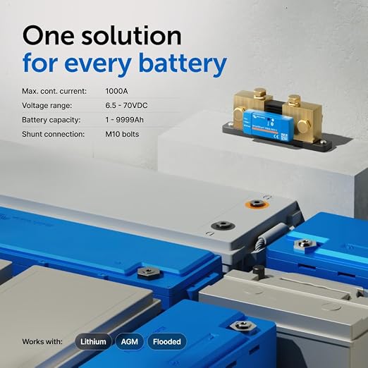 Victron Energy SmartShunt IP65 Battery Monitor (Bluetooth)- Victron Smart Shunt - 6.5V-70V, 1000 amp