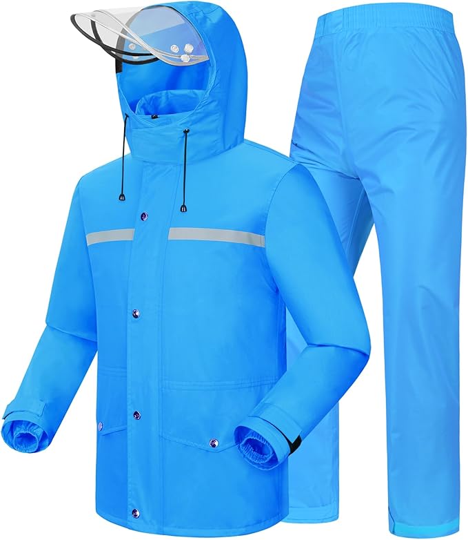iCreek Rain Suit Waterproof Jacket and Pants Hi Vis Raincoat for Men and Women Reflective Outdoor for All-Sport Work