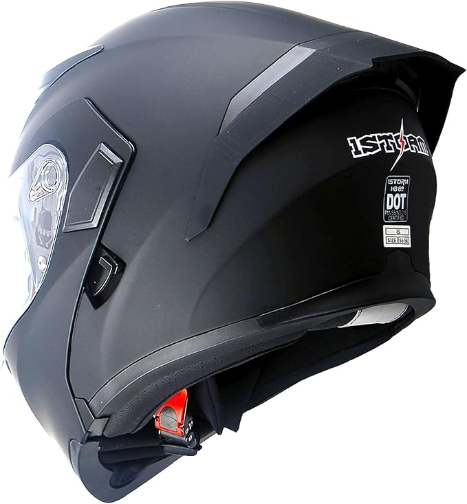 1Storm Motorcycle Modular Full Face Helmet Flip up Dual Visor Sun Shield: HB89 Matt Black; Size XL