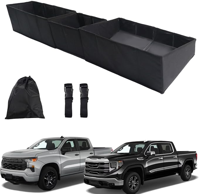 Truck Under Seat Storage Organizer Foldable Replacement for 2019-2025 Chevy Silverado 1500/GMC Sierra 1500/2500HD/3500HD, Double & Crew Cab Underseat Tool Box for Silverado/Sierra Accessories