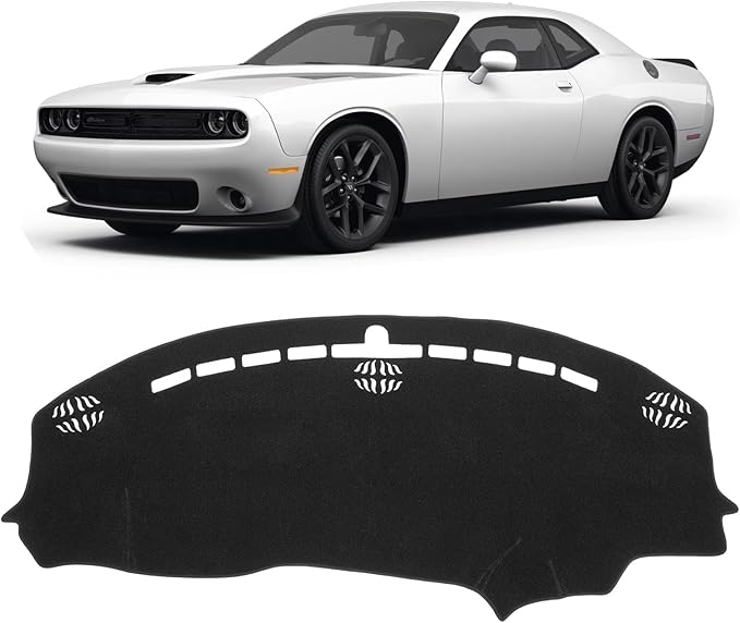 KUST Black Dash Cover for Dodge Challenger 2015-2022 2023 2024 Left Hand Driving Non-Slip Dashboard Cover Interior Accessories for Dodge Challenger Custom Fit Dash Mat Sunshade No Glare