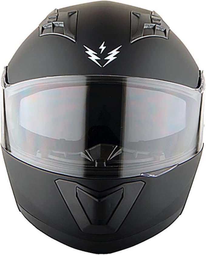 1Storm New Motorcycle Bike Modular Full Face Helmet Dual Visor Sun Shield with Rechargeable LED Tail Light: Matt Black