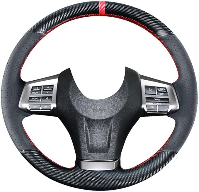 DIY Stitching Carbon Fiber Steering Wheel Cover for Subaru Forester 2014-2016 / for Impreza 2013-2016 / for Outback Legacy 2012-2014 / XV Crosstrek 2013-2015 Leather Interior Accessories