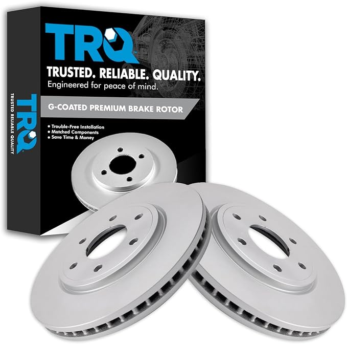 TRQ Front Brake Rotor Set G Coated Vented Compatible with 2005-2019 Nissan Frontier 2009-2012 Suzuki Equator