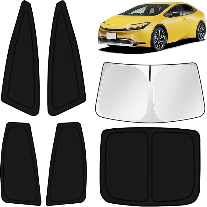 KUST Car Window Shades for Toyota Prius 2023 2024 2025 2026 Windshield Sun Shade Side Window Cover UV Block Privacy Protection Accessories for Camping Blackout Rear Back Full Set 6PCS