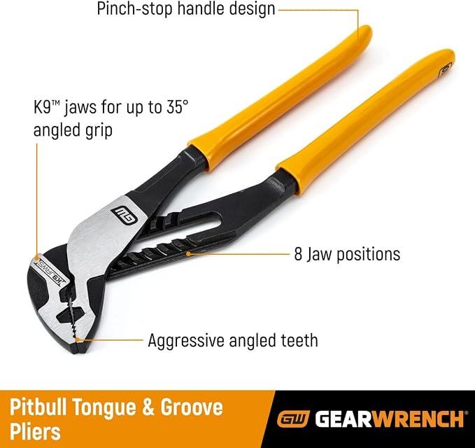 GEARWRENCH 16 Inch Straight Jaw Dipped Handle Tongue and Groove Plier - 82166