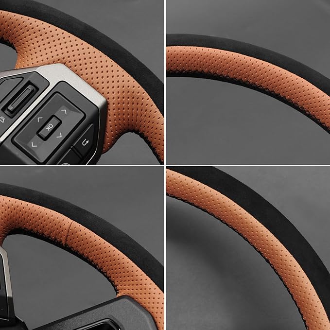 MEWANT Hand Stitch Steering Wheel Cover for Toyota Land Cruiser 2024-2026, Custom Fit DIY Wrap Interior Accessories