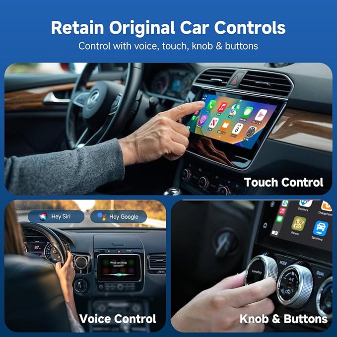 D7 2-in-1 Wireless CarPlay & Android Auto Mini Adapter, Alloy Shell, Compatible with 2016+ Factory-installed Wired CarPlay/Android Auto Vehicle, Plug & Play Car Play Dongle for iPhone & AndroidPhone