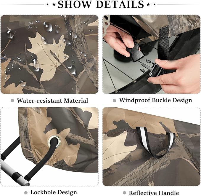 ALAZA Brown Forest Camo Camouflage Bike Cover Waterproof Outdoor Ebike Bicycle Covers Tarp Protection for 1/2 Bikes, Sun UV Dust Wind Proof