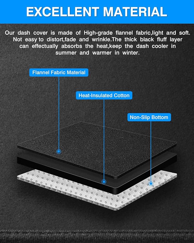 Autorder Dashboard Cover Mat for 2012-2017 Toyota Camry Accessories Dash Cover Flannel Dash Mat Sunshade Glare UV Rays Protector