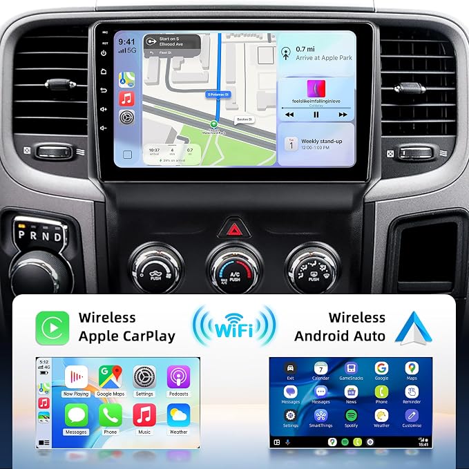 Car Stereo for Dodge RAM 1500 2500 3500 2013-2018,2+64G Android 13 Touch Screen Radio with Wireless CarPlay Android Auto Backup Camera(Only fit Manual AC)